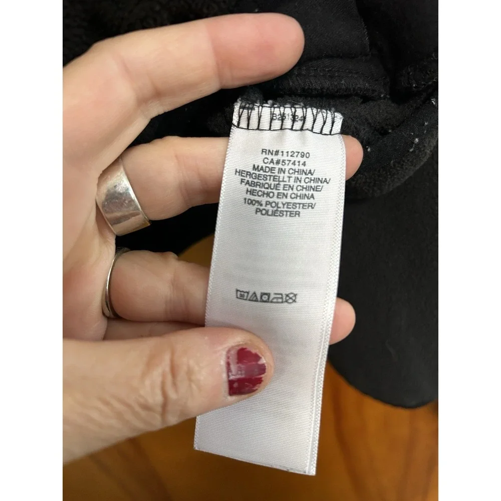 True Religion Black Fleece Zip Up Jacket Logo Mens Medium M Black White